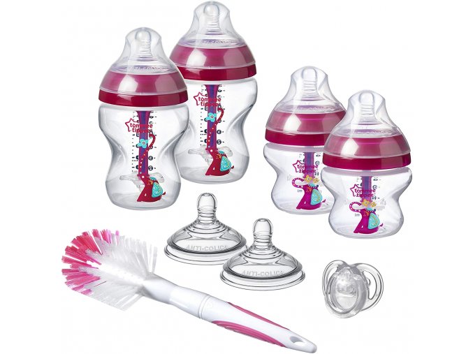 Tommee Tippee sada kojeneckých lahviček Advanced AntiColic s kartáčem a šidítkem vínová (2)