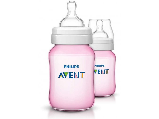 Philips Avent Kojenecká láhev Classic+ 260ml - 2ks růžové