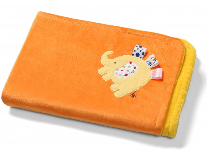 Baby Ono Dětská deka oboustranná s 3D prvky 75x100 cm oranžová Slon