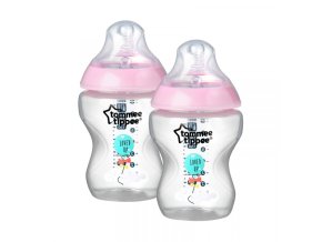Tommee Tippee lahvičky 260ml barevné 2ks růžové
