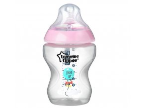 Tommee Tippee Kojenecká láhev s obrázkem C2N, 1ks, 260ml, 0m (růžová)
