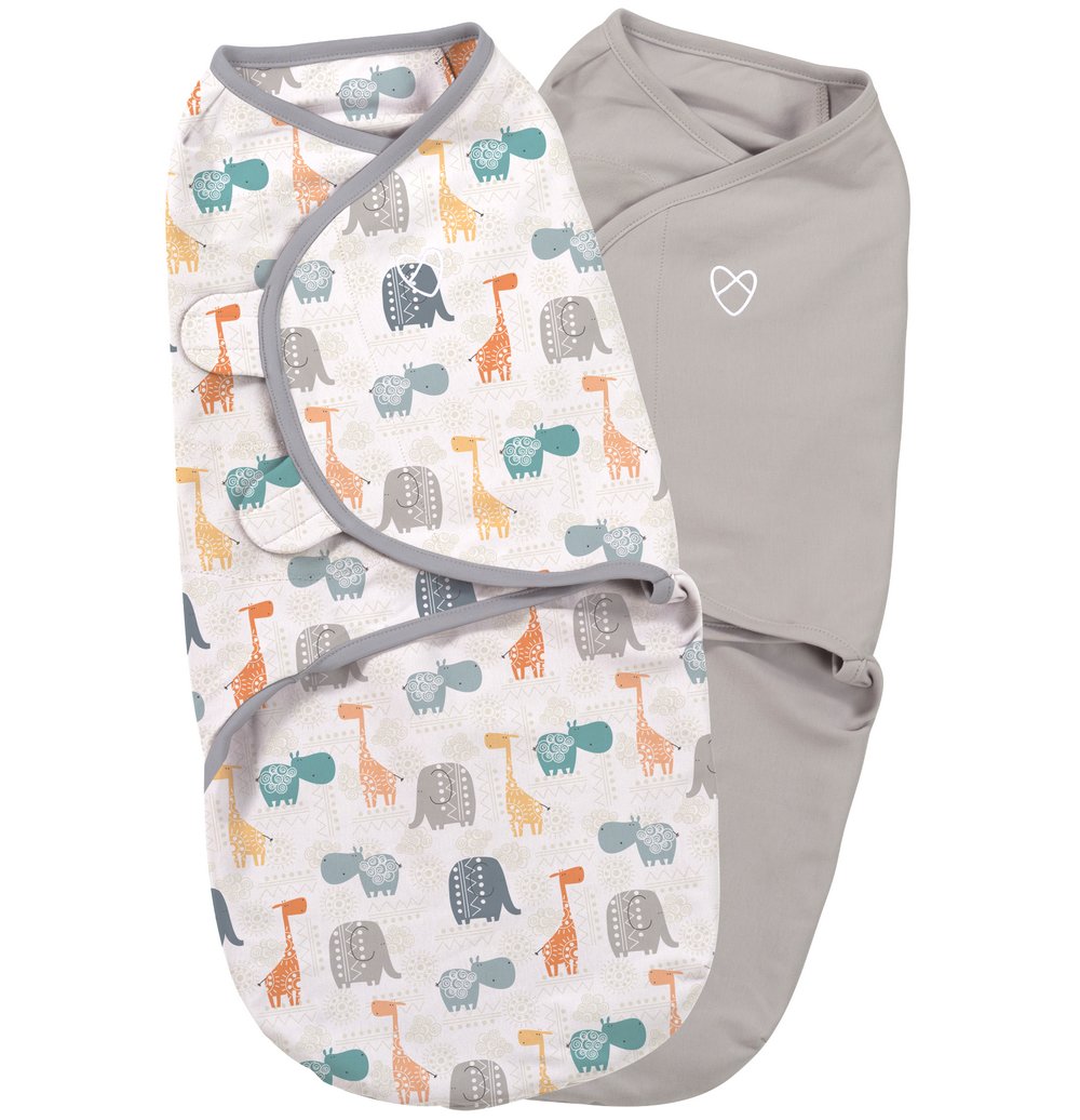 Summer Infant SwaddleMe zavinovačka 2ks zvířátka z džungle/šedá velikost: S