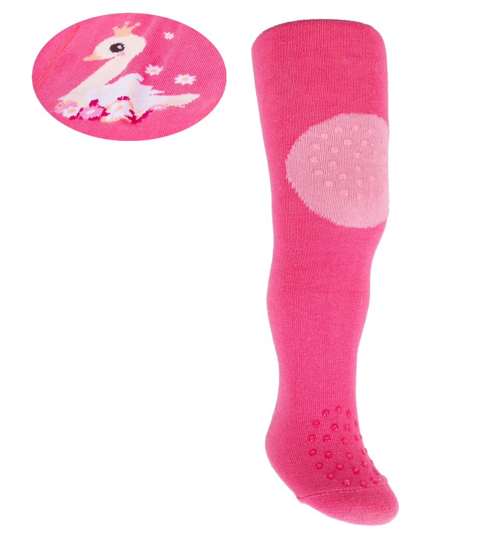 Yo dětské protiskluzové punčocháče pro zdravé lezení a první krůčky - dívčí - růžové-labuť, velikost: 80-86