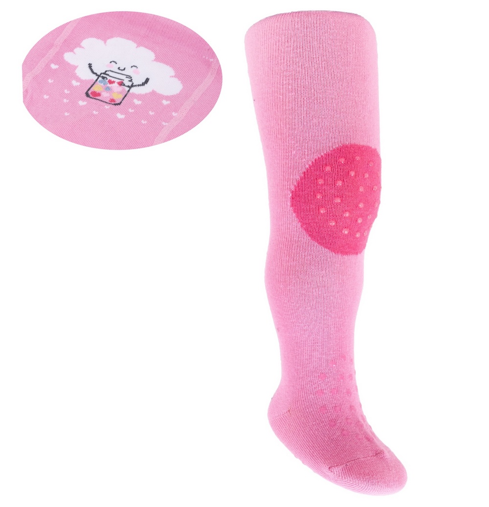 Yo dětské protiskluzové punčocháče pro zdravé lezení a první krůčky - dívčí - růžové-obláček, velikost: 80-86