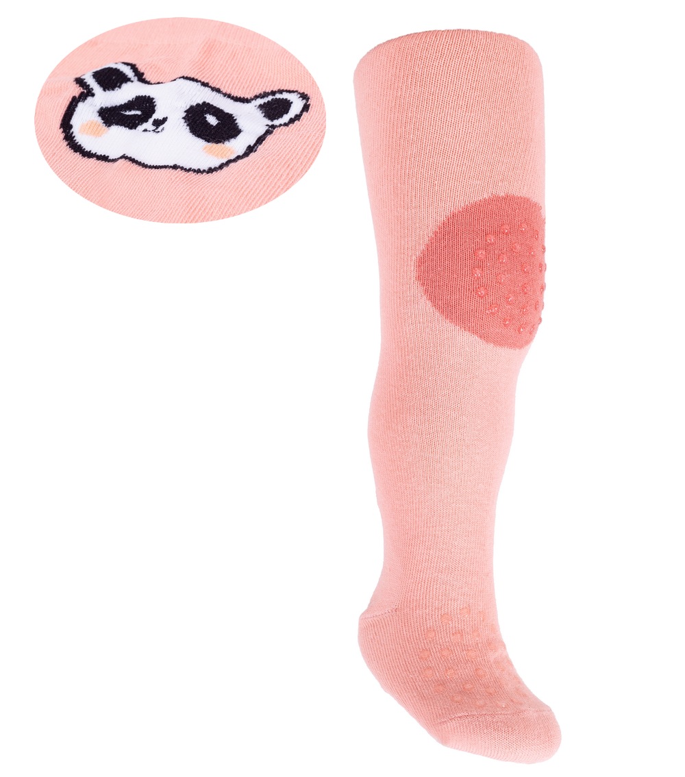 Yo dětské protiskluzové punčocháče pro zdravé lezení a první krůčky - dívčí - lososové-panda, velikost: 80-86
