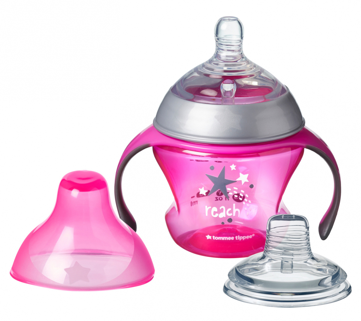 Tommee Tippee přechodový hrnek se savičkou a pítkem 150ml 4m+ barva: růžový