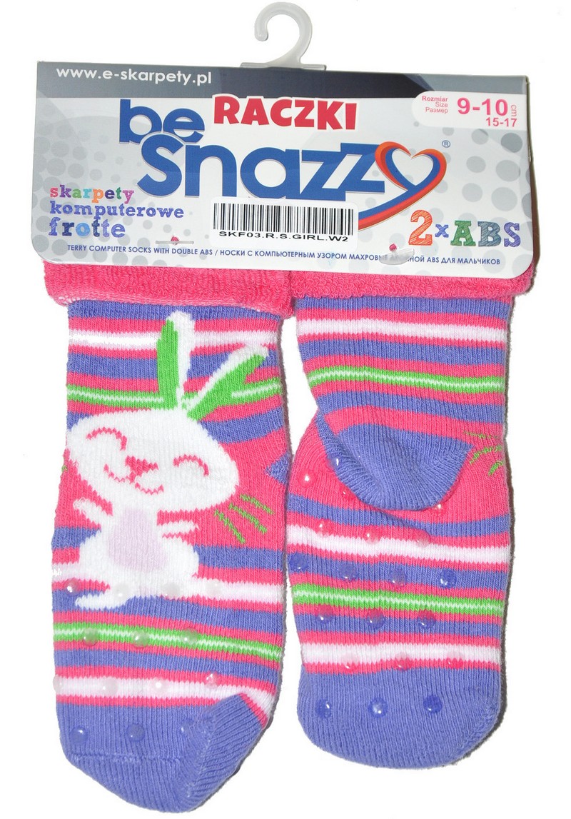 BeSnazzy protiskluzové ponožky pro zdravé lezení a první krůčky froté - dívčí - růžové-proužky, velikost: 15-17 (9-10cm)