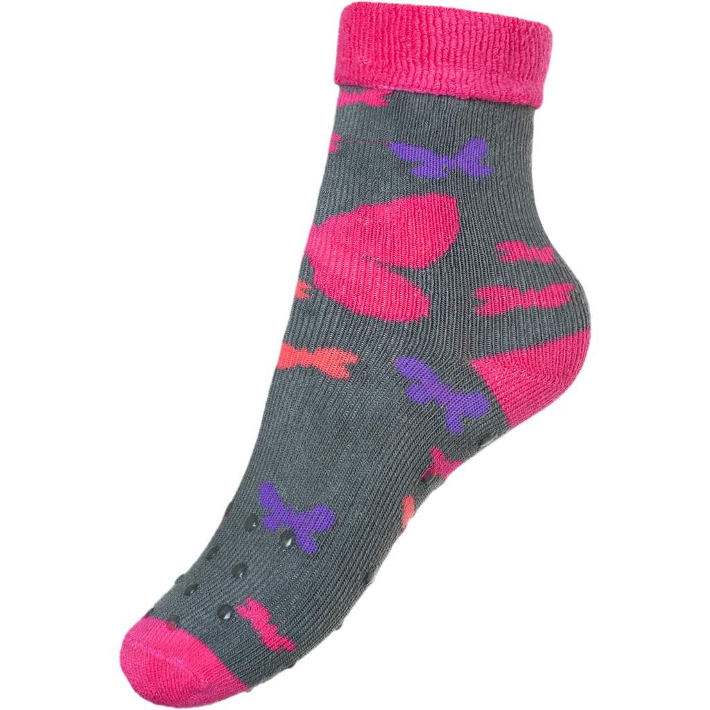 BeSnazzy protiskluzové ponožky pro zdravé lezení a první krůčky froté - dívčí - šedé, velikost: 15-17 (9-10cm)
