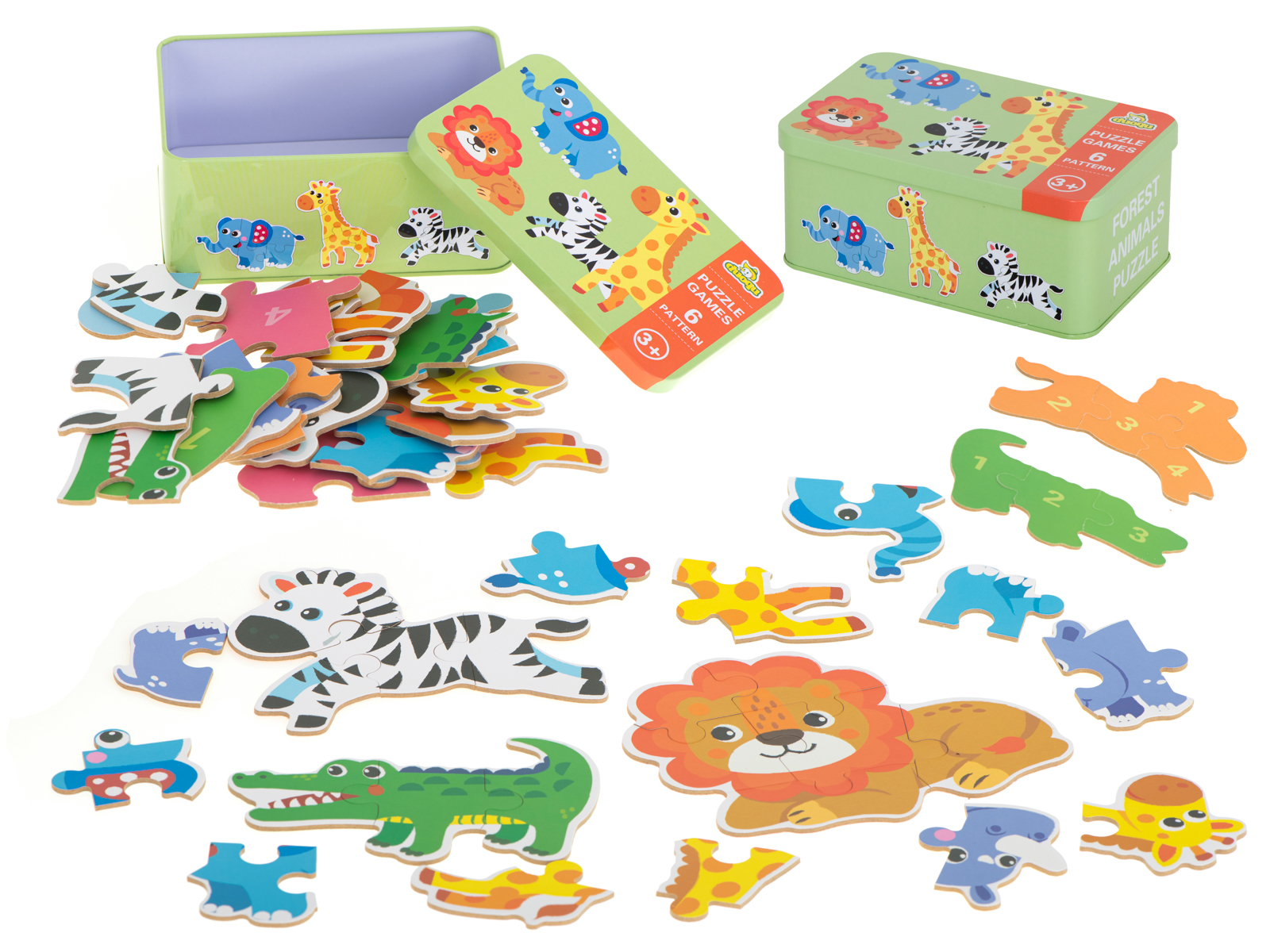 Duoqu Puzzle v plechové krabičce - safari zvířátka 25 dílků