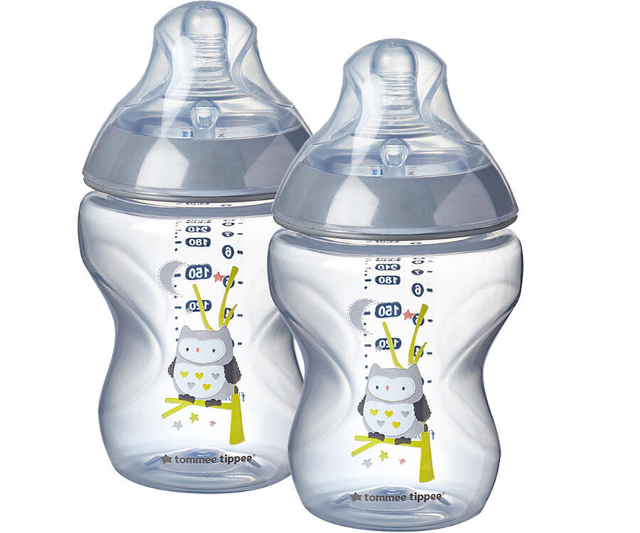 Tommee Tippee Kojenecké láhve C2N, 2ks 260ml, 0m+ s obrázkem - sovičky