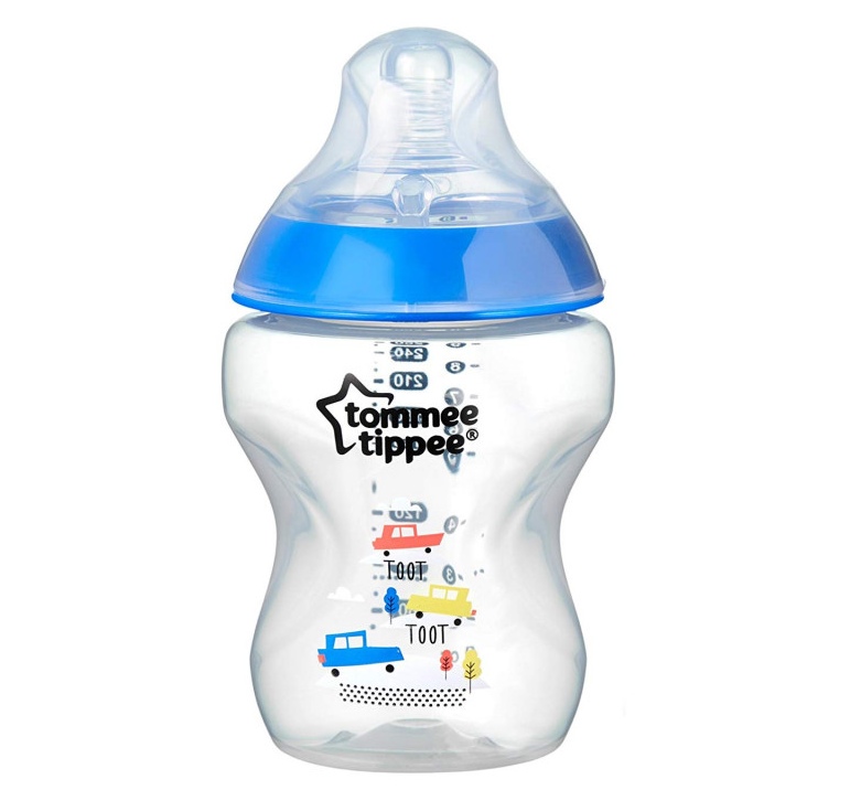 Tommee Tippee Kojenecká láhev s obrázkem C2N, 1ks, 260ml, 0m+ barva: modrá