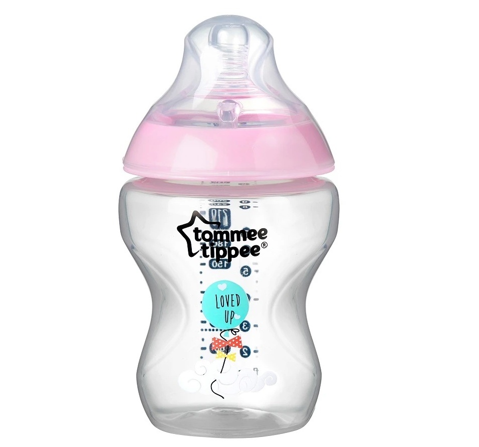 Tommee Tippee Kojenecká láhev s obrázkem C2N, 1ks, 260ml, 0m+ barva: růžová