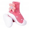 YO Ponožky s gumovou podrážkou ponožkoboty dívčí růžové s květem