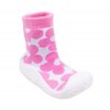 YO Ponožky s gumovou podrážkou ponožkoboty dívčí bílo růžové