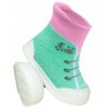 YO Ponožky s gumovou podrážkou zeleno růžové