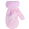 O dětské zimní rukavice s kožešinkou a aplikací srdíčka dívčí růžové (1)