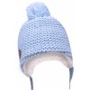 YO zimní kojenecká čepička pletená s bambulí chlapecká vel. 38 40 (modrá)