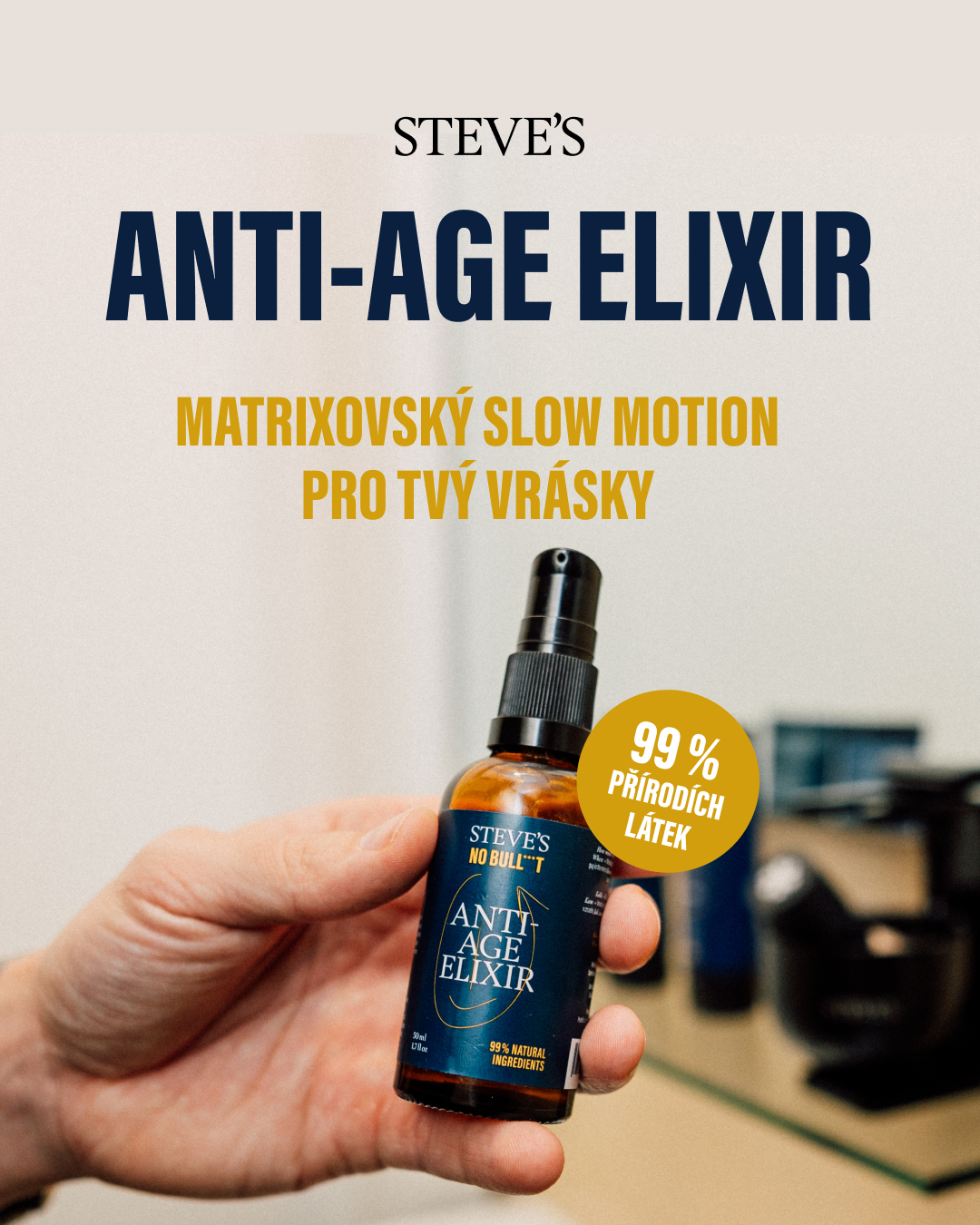 Opuchlý oči po ránu? Zbytečný vrásky? Zařaď do svý rutiny Anti-Age Elixir