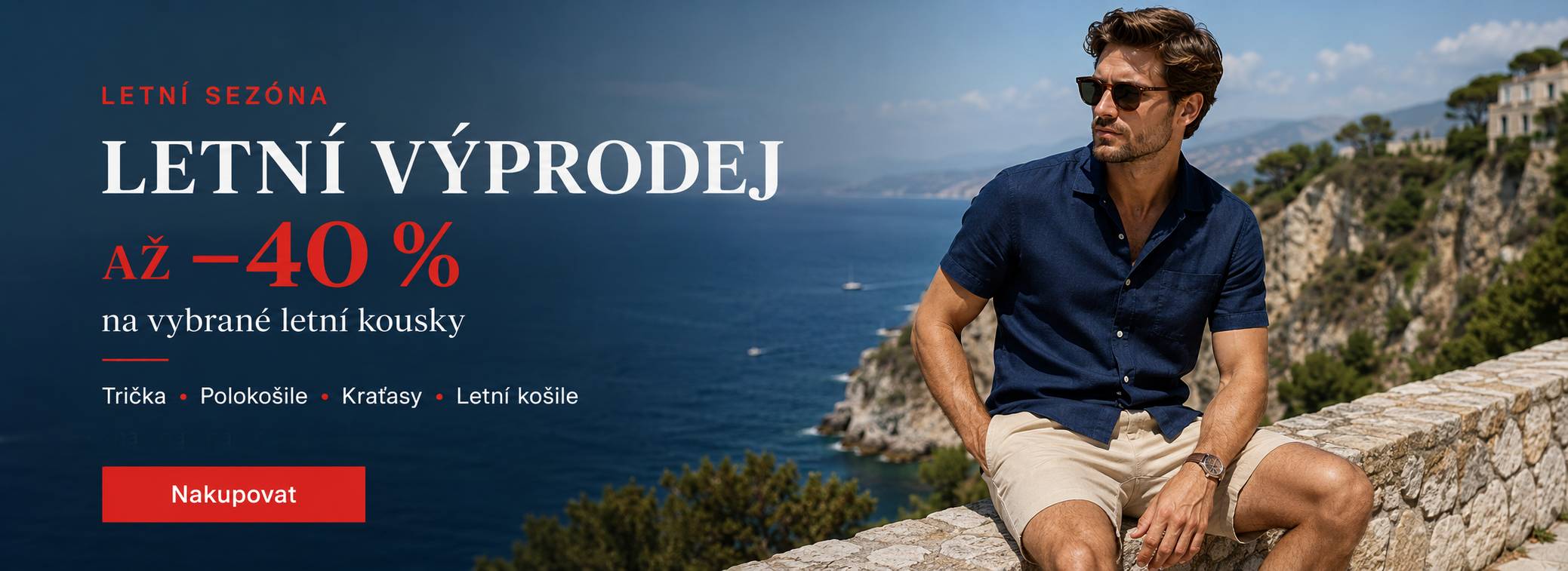 Letní výprodej: pánská trička, polokošile, košile, bermudy