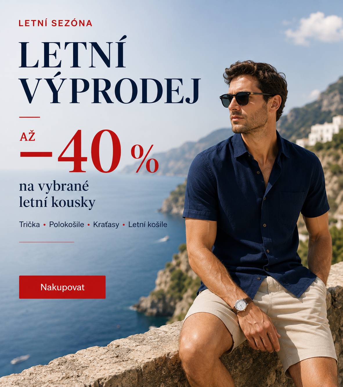 Letní výprodej: pánská trička, polokošile, košile, bermudy, světry