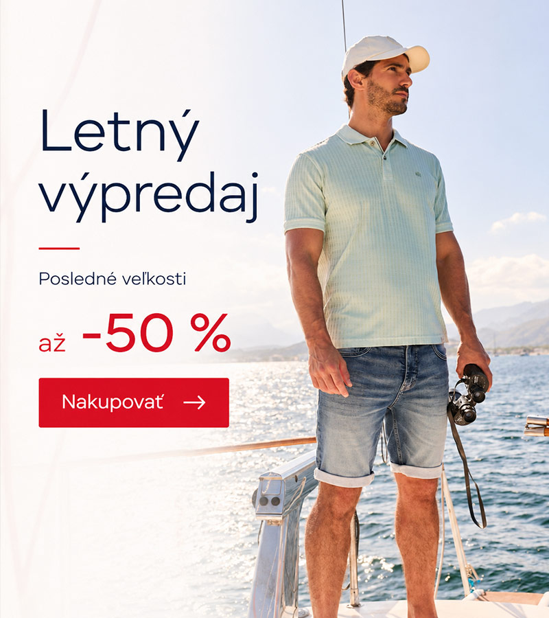 Letný výpredaj pánskeho oblečenia - pánske tričká, kraťasy, plavky, polokošele či tielka so zľavou - 40 %
