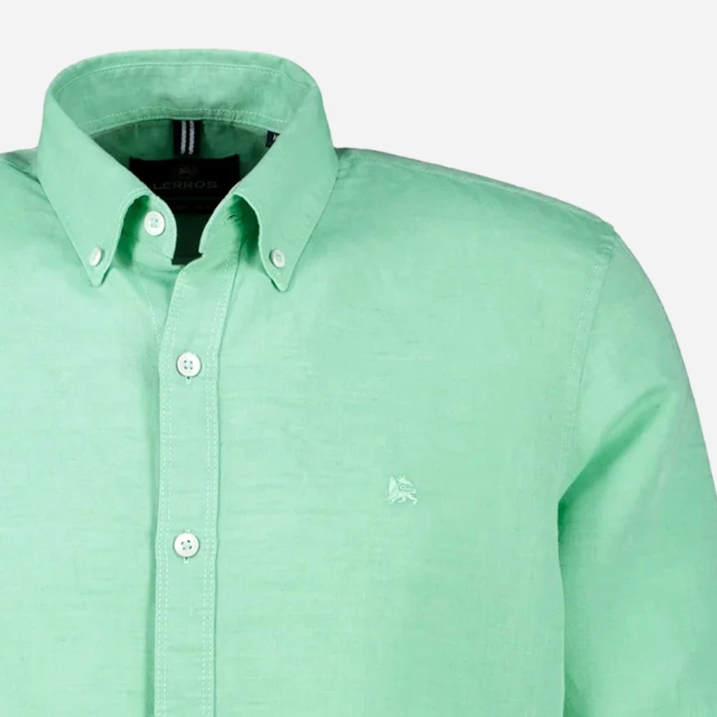 Detail mintovej košele LERROS zo zmesi bavlny a ľanu
