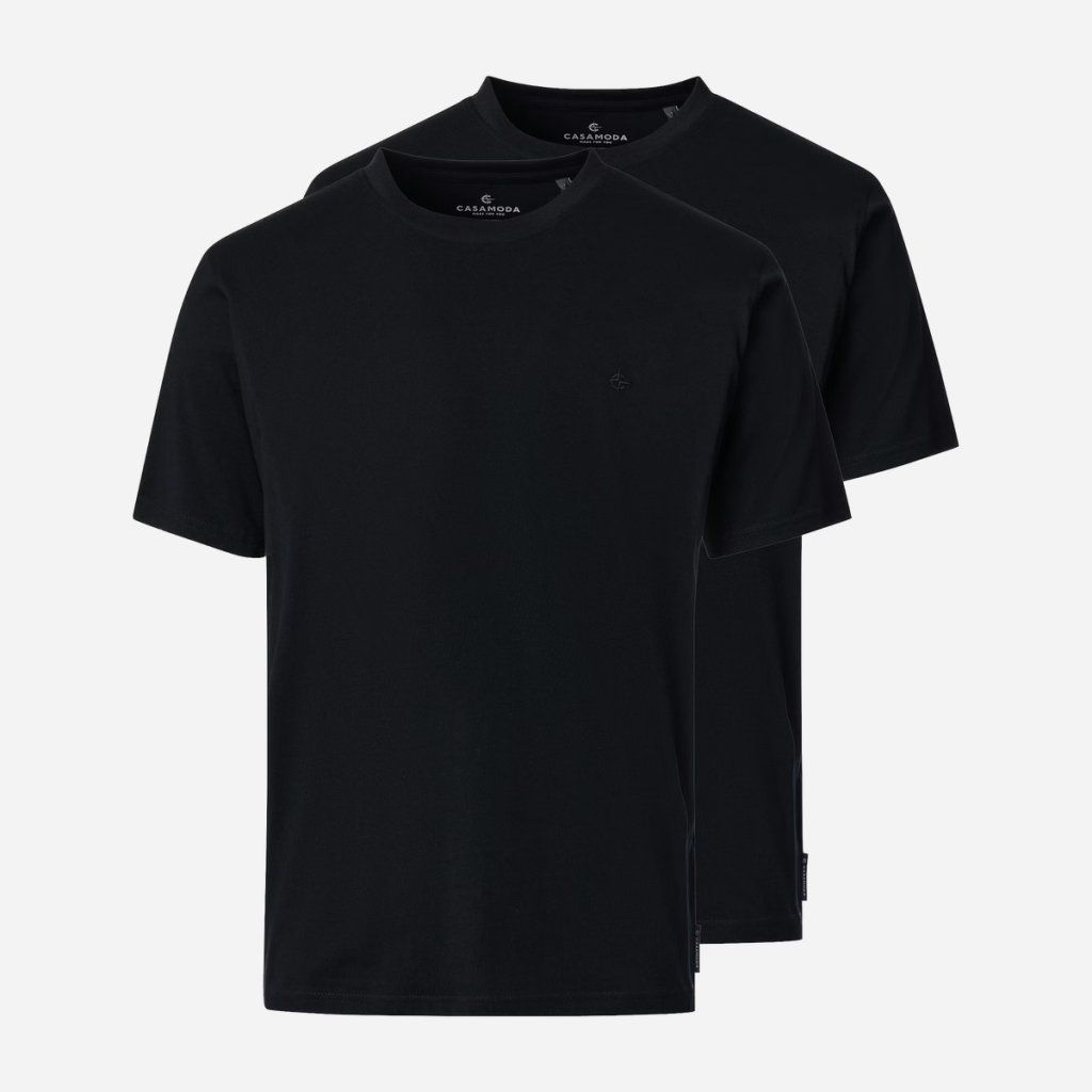 Čierne basic tričko CASAMODA dvojbalenie styling s džínsami