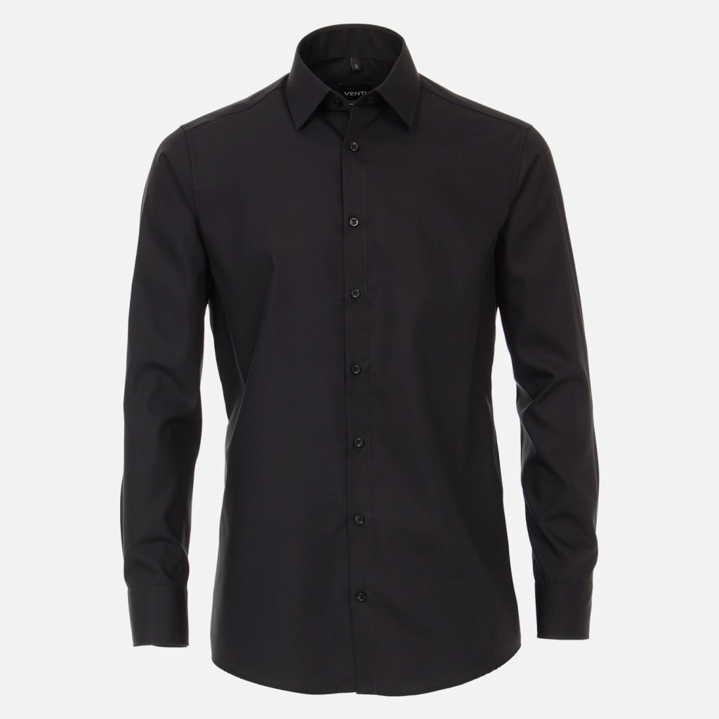 Čierna pánska košeľa s predĺženými rukávmi