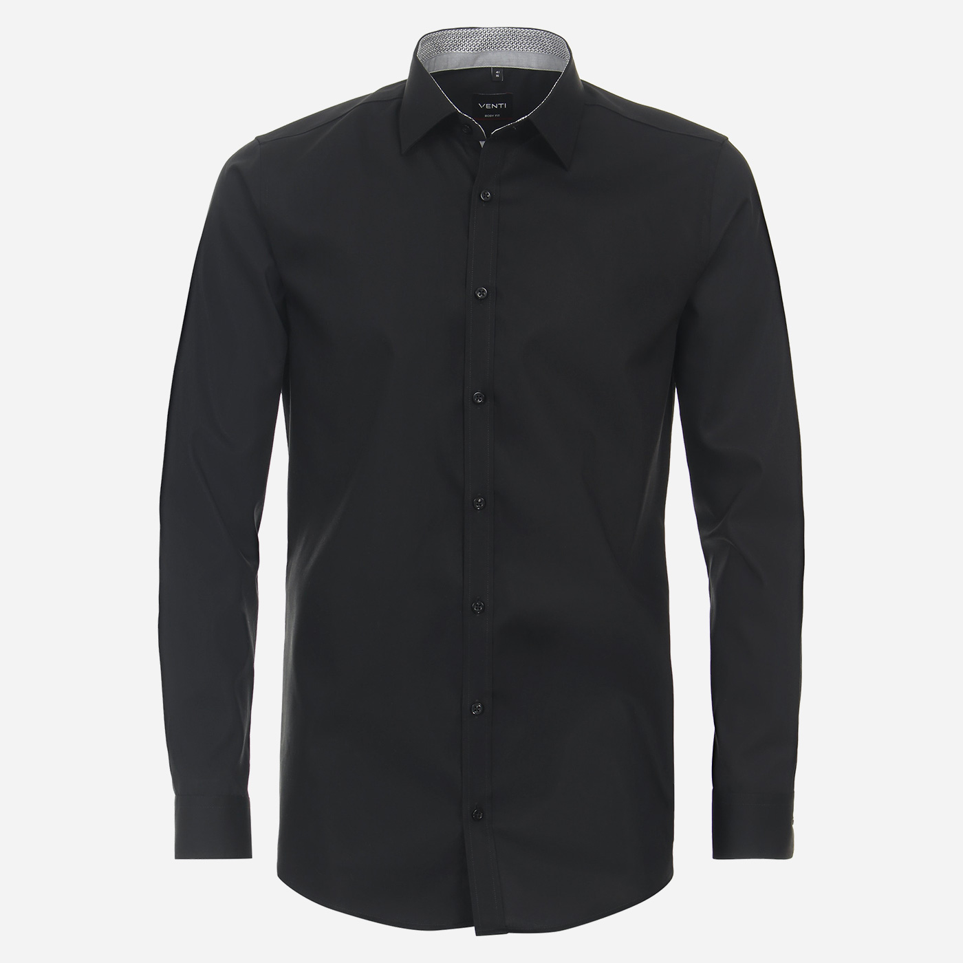 Čierna pánska košeľa, rukávy 72 cm, Body fit  VENTI Veľkosť: 39 (M)