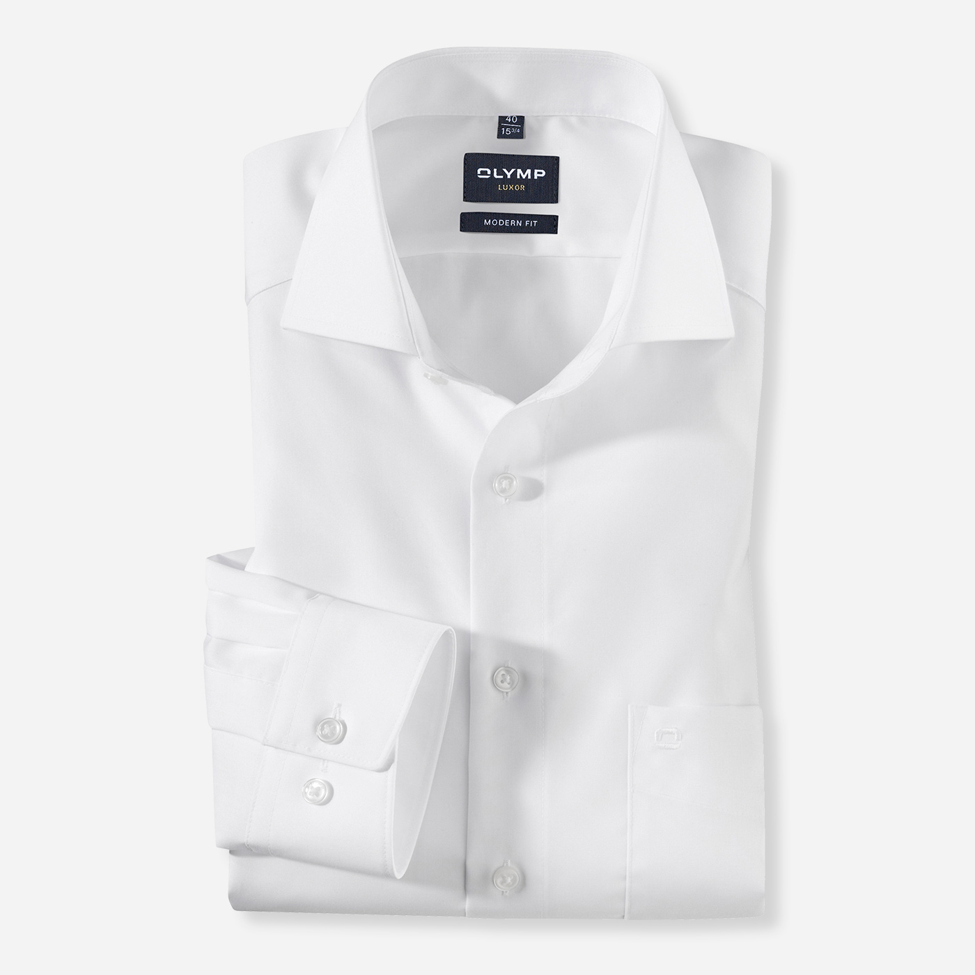 Biela košeľa OLYMP Luxor, Modern fit  OLYMP Veľkosť: 39 (M)