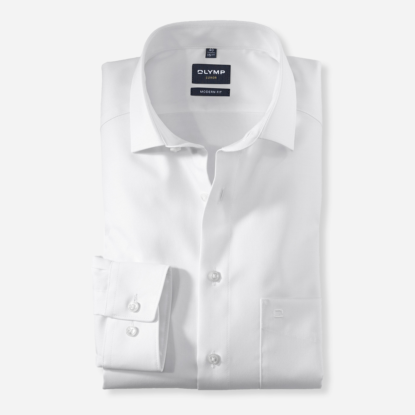 Biela košeľa OLYMP Luxor, Modern fit  OLYMP Veľkosť: 39 (M)