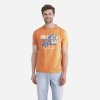 Oranžové bavlnené pánske tričko LERROS (5)
