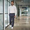Brook Taverner ocelovo modre chinos nohavice muz