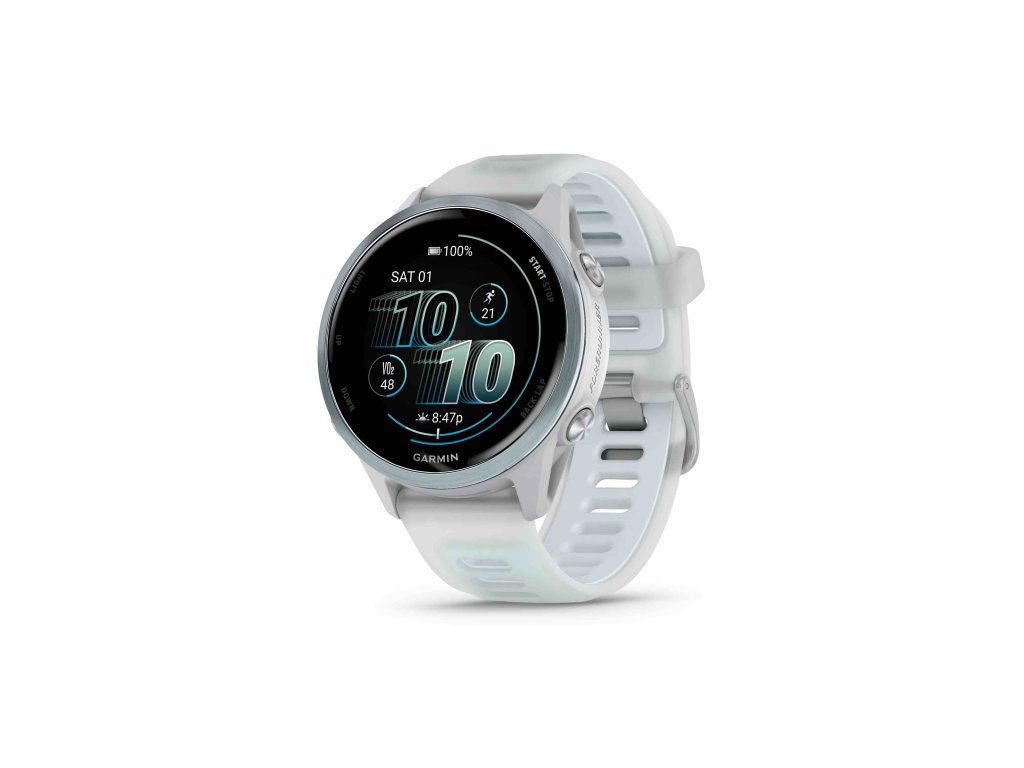 Forerunner570 42mm CloudWhitestone HR Front Left 0008 FRx570 42mm White Hero