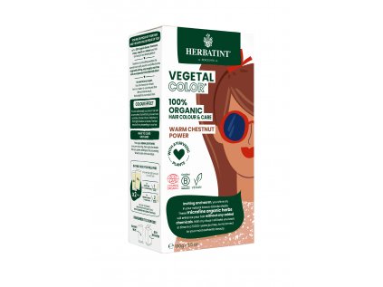 HERBATINT VEGETAL COLOUR bio rostlinná barva na vlasy WARM CHESTNUT POWER – světlý kaštan - bio henna