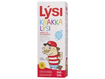 Lýsi Dětský olej z tresčích jater a tuňáka MANGO s vit. D,E,A, 240ml
