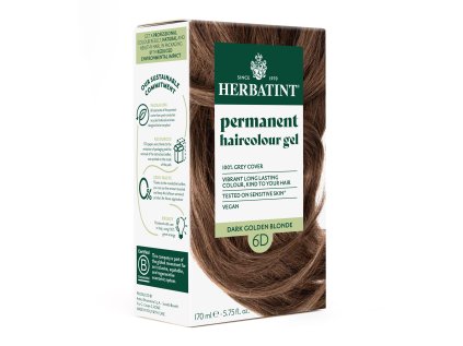 NOVÝ Herbatint 6D permanentní barva na vlasy tmavá zlatavá blond