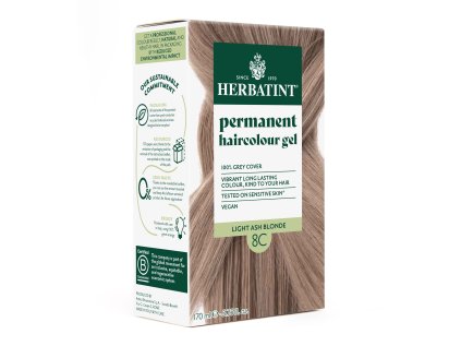 NOVÝ Herbatint 8C permanentní barva na vlasy světle popelavá blond