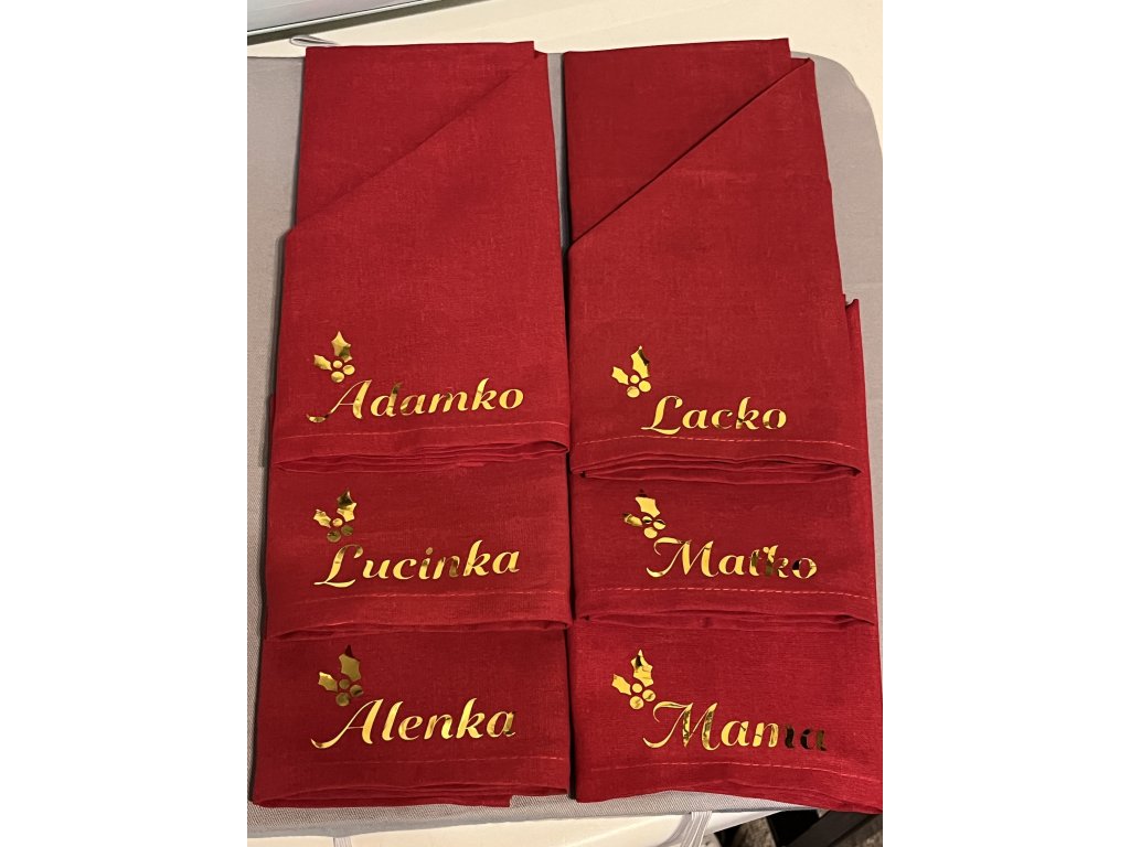 Vianočný obrúsok s menom - Červený
