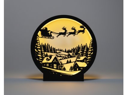 Santa nad zasneženou dedinou -  Vianočná LED lampa