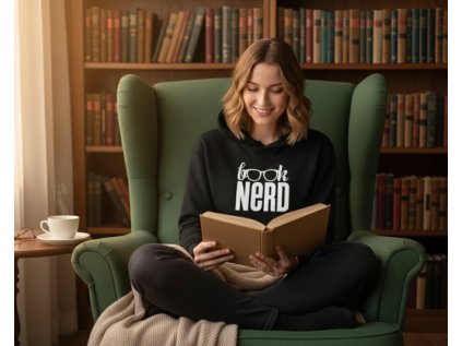 BOOK NERD - Mikina s kapucňou UNISEX