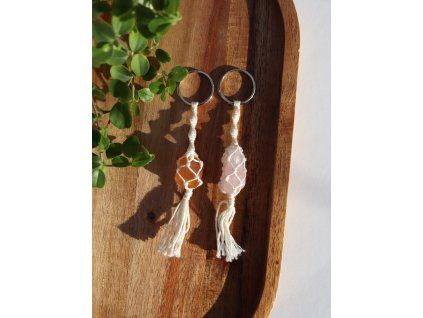 Klíčenka macrame s tromlovaným minerálem