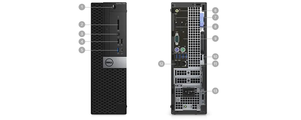 Nový počítač OptiPlex 7050 v provedení Tower a Small Form Factor – porty a sloty – Small Form Factor