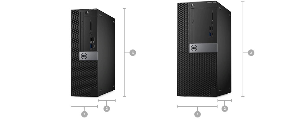 Nový počítač OptiPlex 7050 v provedení Tower a Small Form Factor – rozměry a hmotnost