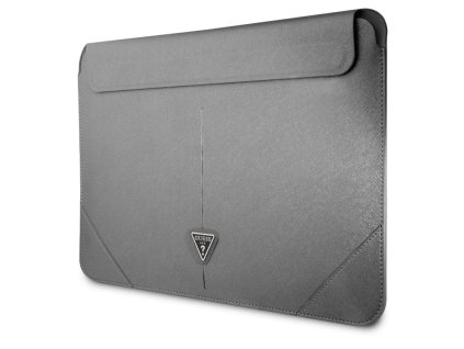 guess saffiano triangle metal logo computer sleeve 13 14 silver