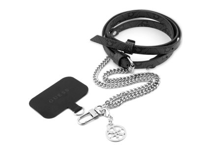 guess crossbody popruh pu 4g chain with charm silver black