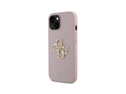 guess pu 4g metal logo zadni kryt pro iphone 15 ruzova