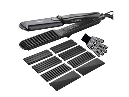 2v1 zehlicka a krepovacka na vlasy se sirokou nahrivaci plochou cerna