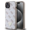 guess pu leather 4g triangle metal logo zadni kryt pro iphone 15 white