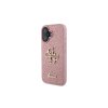 guess pu fixed glitter 4g metal logo zadni kryt pro iphone 16 ruzova